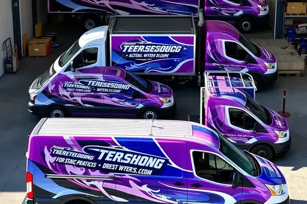 Delivery service truck with professional graphics